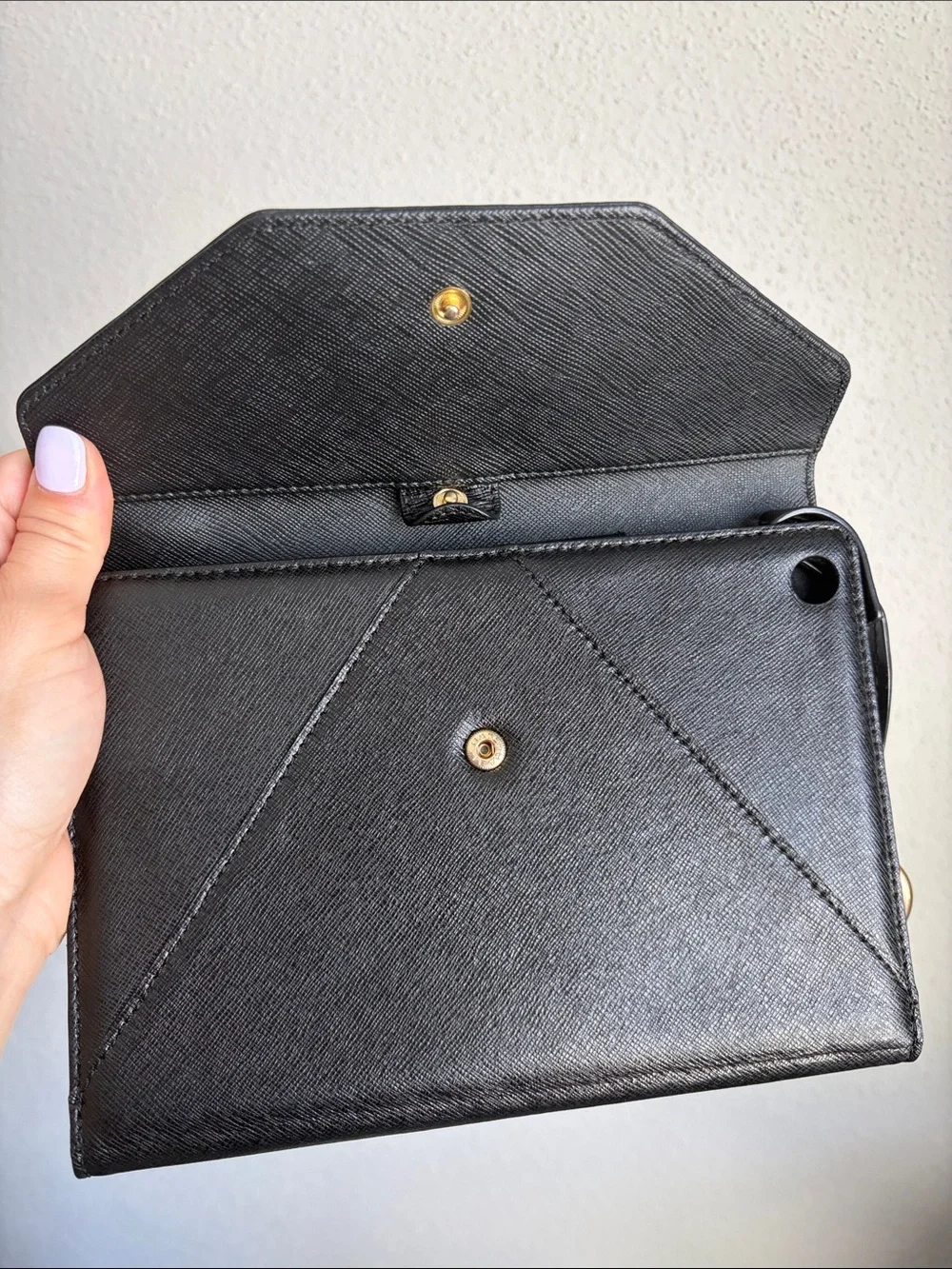 Michael Kors Black Saffiano Leather Envelope Style Ipad Mini Holder Case NWOT